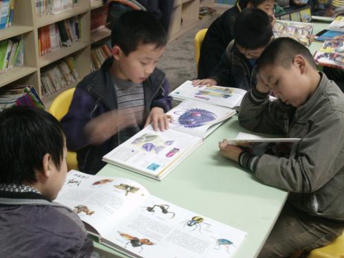 Students reading in the library